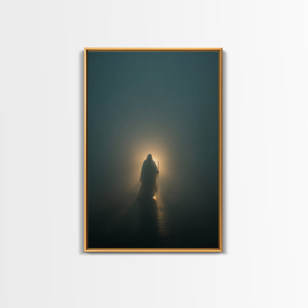 He Walks Near, Framed Canvas Print, Christian Art Print, Jesus Painting, Christian Wall Art, Minimalist Christian Art, Christian Decor