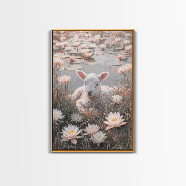 Lamb Of Peace – Framed Canvas Print – Christian Wall Art – Christian Art Canvas – Christian Gift Ideas – Minimalist Christian Art – Christi