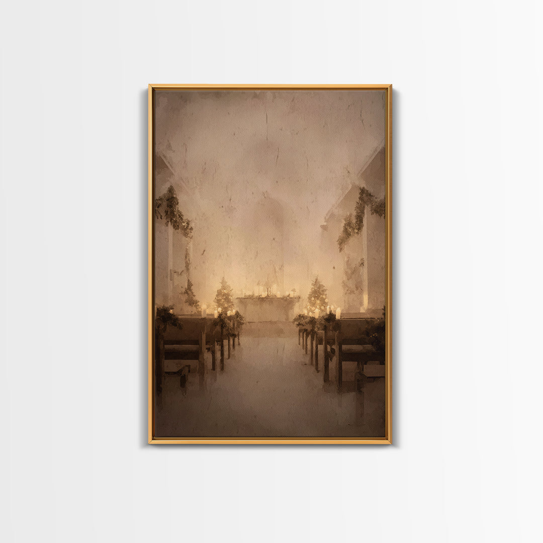 Midnight Sanctuary – Framed Canvas Print – Christian Wall Art – Christian Art Canvas – Christmas Art – Vintage Christian Art – Christian Ch