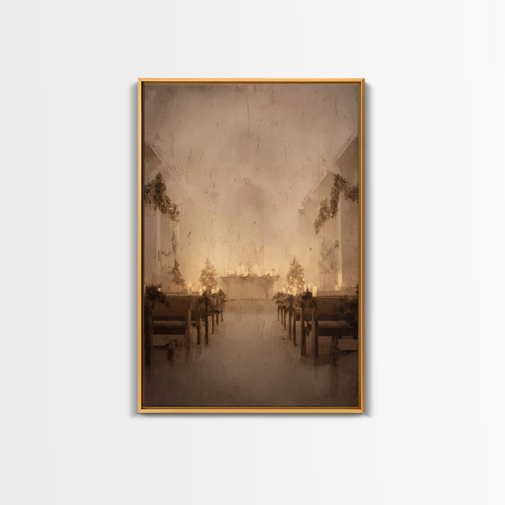 Midnight Sanctuary – Framed Canvas Print – Christian Wall Art – Christian Art Canvas – Christmas Art – Vintage Christian Art – Christian Ch