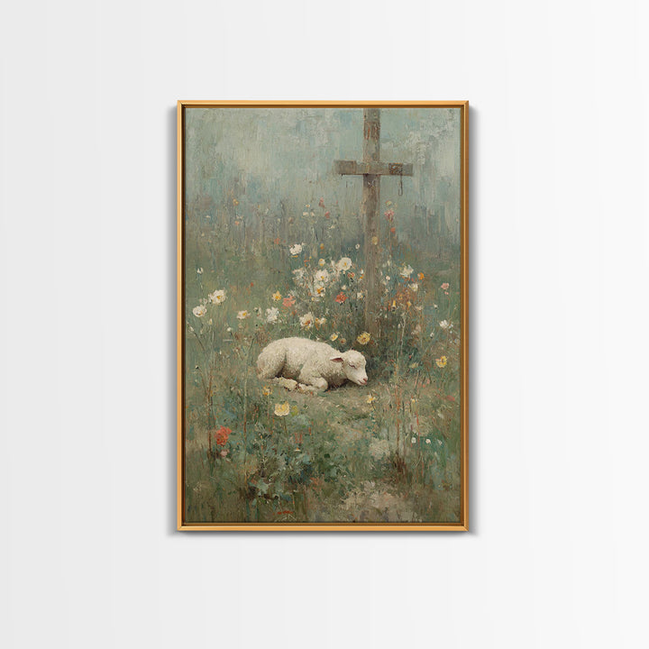 Sacred Meadow – Framed Canvas Print – Christian Wall Art – Vintage Christian Art – Christian Art Canvas – Christian Painting – Christian Gi