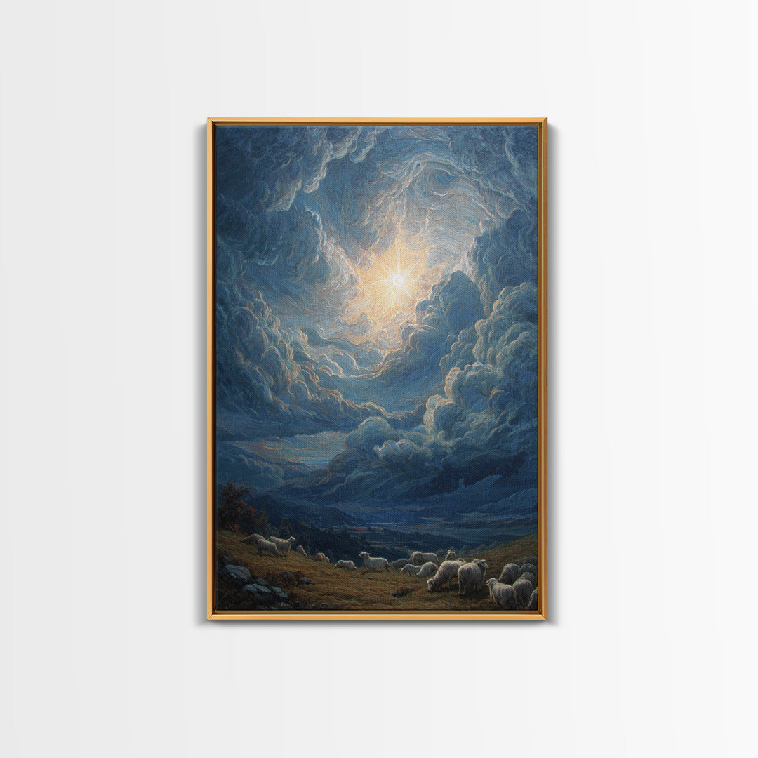 Starry Glory Sky | Framed Canvas Print | Christian Wall Art | Christmas Art | Christian Art Canvas | Christian Christmas Art