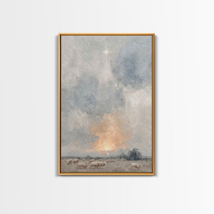 Dawn Star Wonder – Framed Canvas Print – Christmas Art – Christian Wall Art – Christian Art Canvas – Subtle Christian Art