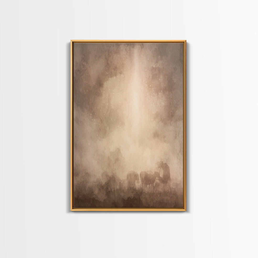 Silent Night Haze – Framed Canvas Print – Christian Art Canvas – Christian Wall Art – Moody Christian Art – Subtle Christian Art