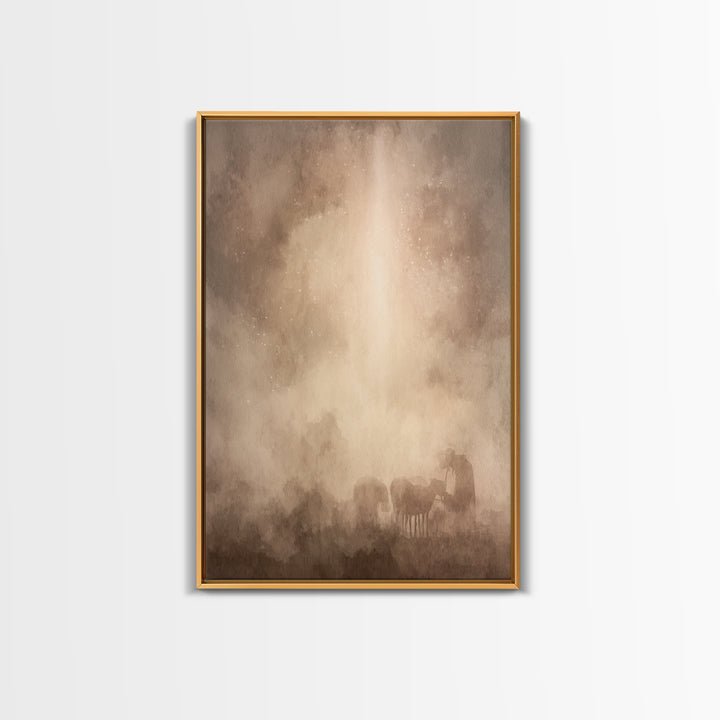Silent Night Haze – Framed Canvas Print – Christian Art Canvas – Christian Wall Art – Moody Christian Art – Subtle Christian Art