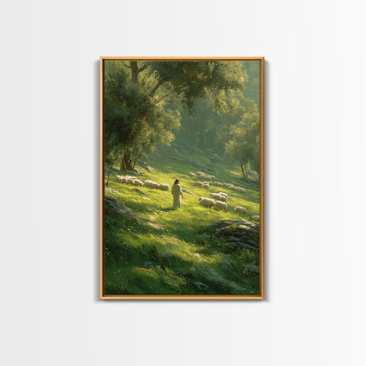 Gentle Shepherd’s Path – Framed Canvas Print – Christian Wall Art – Jesus Painting – Christian Art Canvas – Large Christian Painting – Chri