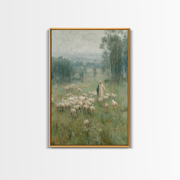 Pasture Of Hope – Framed Canvas Print – Christian Wall Art – Vintage Christian Art – Christian Art Canvas – Jesus Painting – Subtle Christi