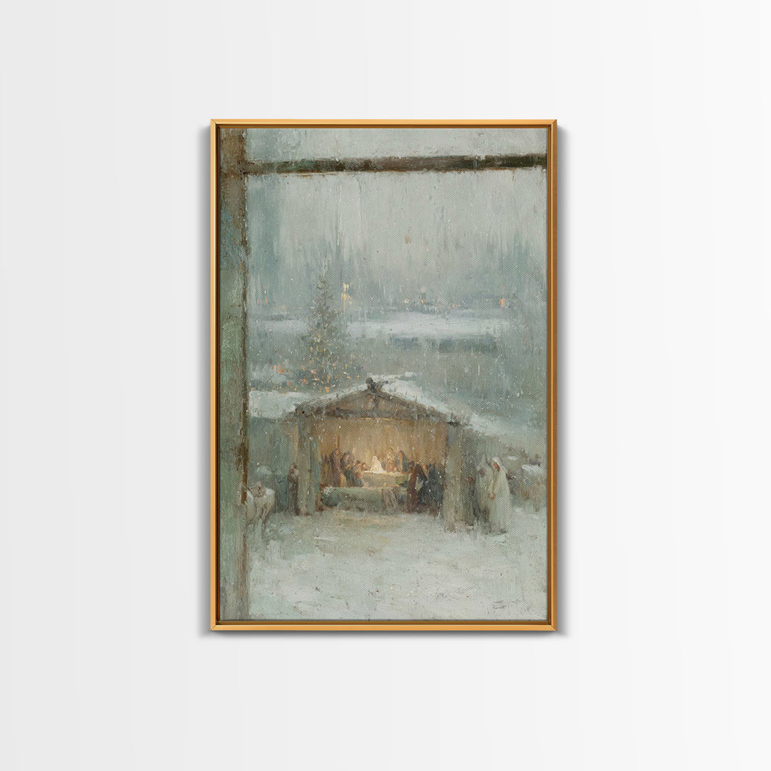 Holy Night Window – Framed Canvas Print – Christian Christmas Art – Christmas Wall Art – Framed Christmas Art – Christmas Art Prints – Chri
