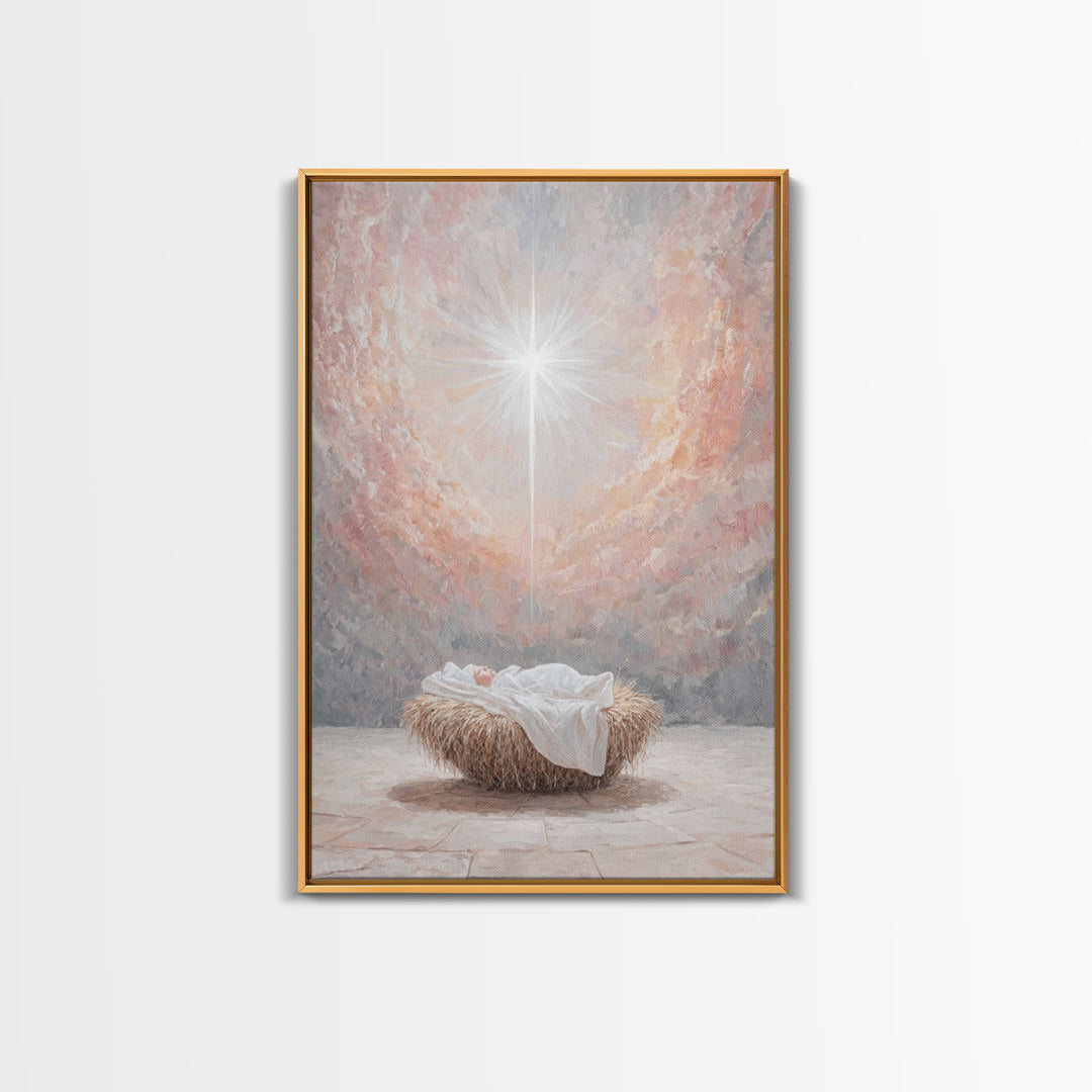 Dawn Of Grace – Framed Canvas Print – Christian Christmas Art – Christian Wall Art – Jesus Painting – Christmas Art – Christian Art Canvas