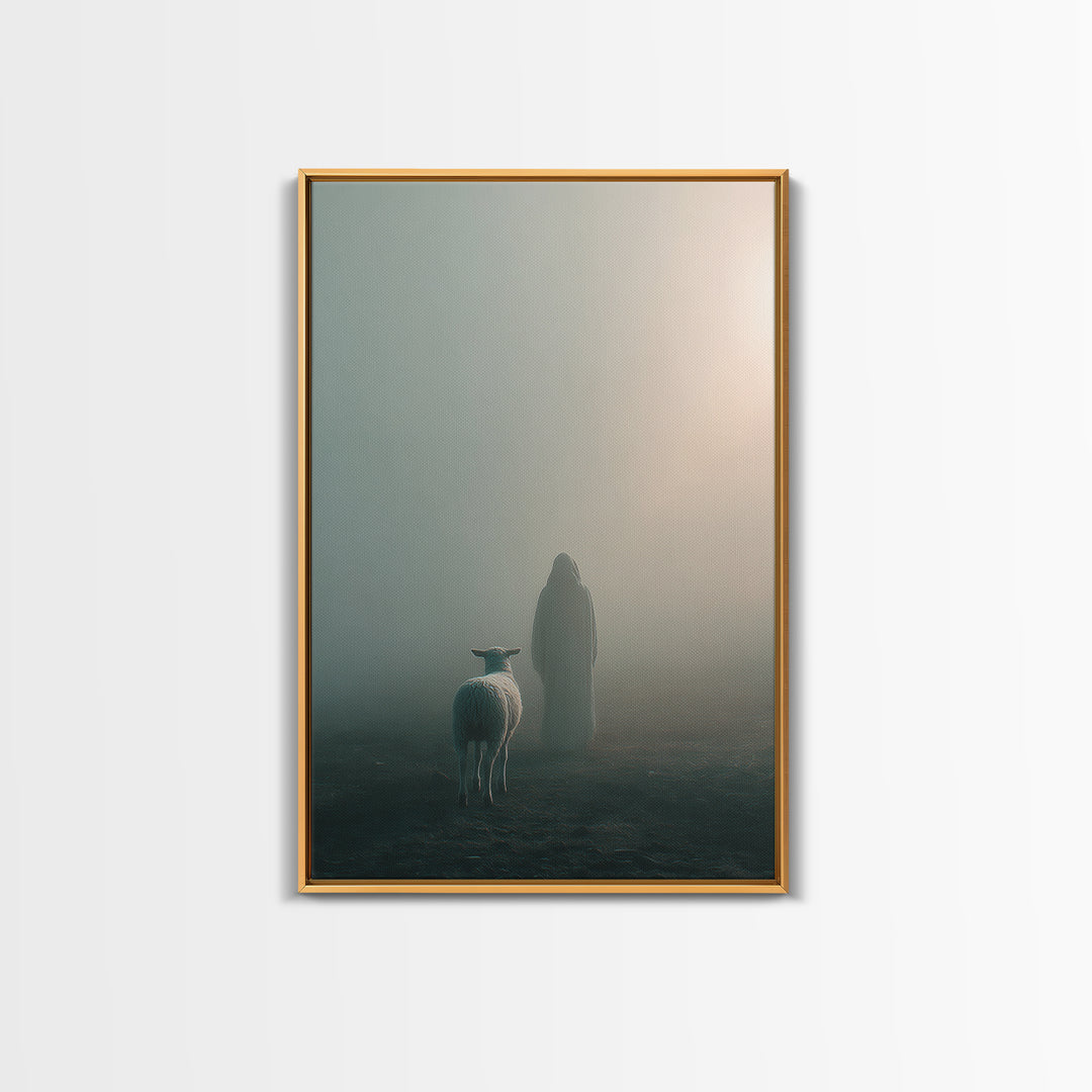 The Gentle Shepherd – Framed Canvas Print – Christian Wall Art – Jesus Painting – Christian Art Canvas – Christian Decor