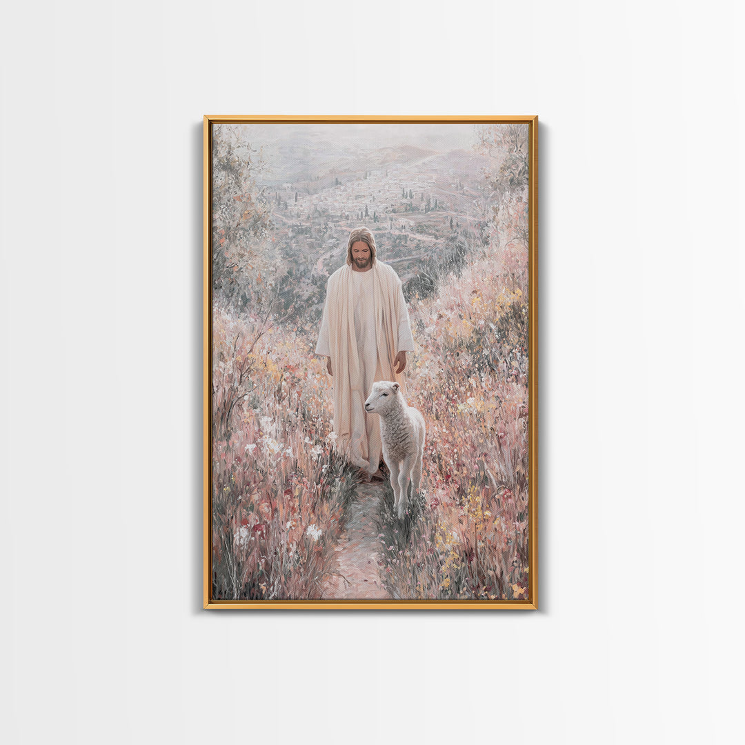 Garden of Light – Framed Canvas Print – Jesus Painting – Christian Wall Art – Christian Art Print – Christian Christmas Art