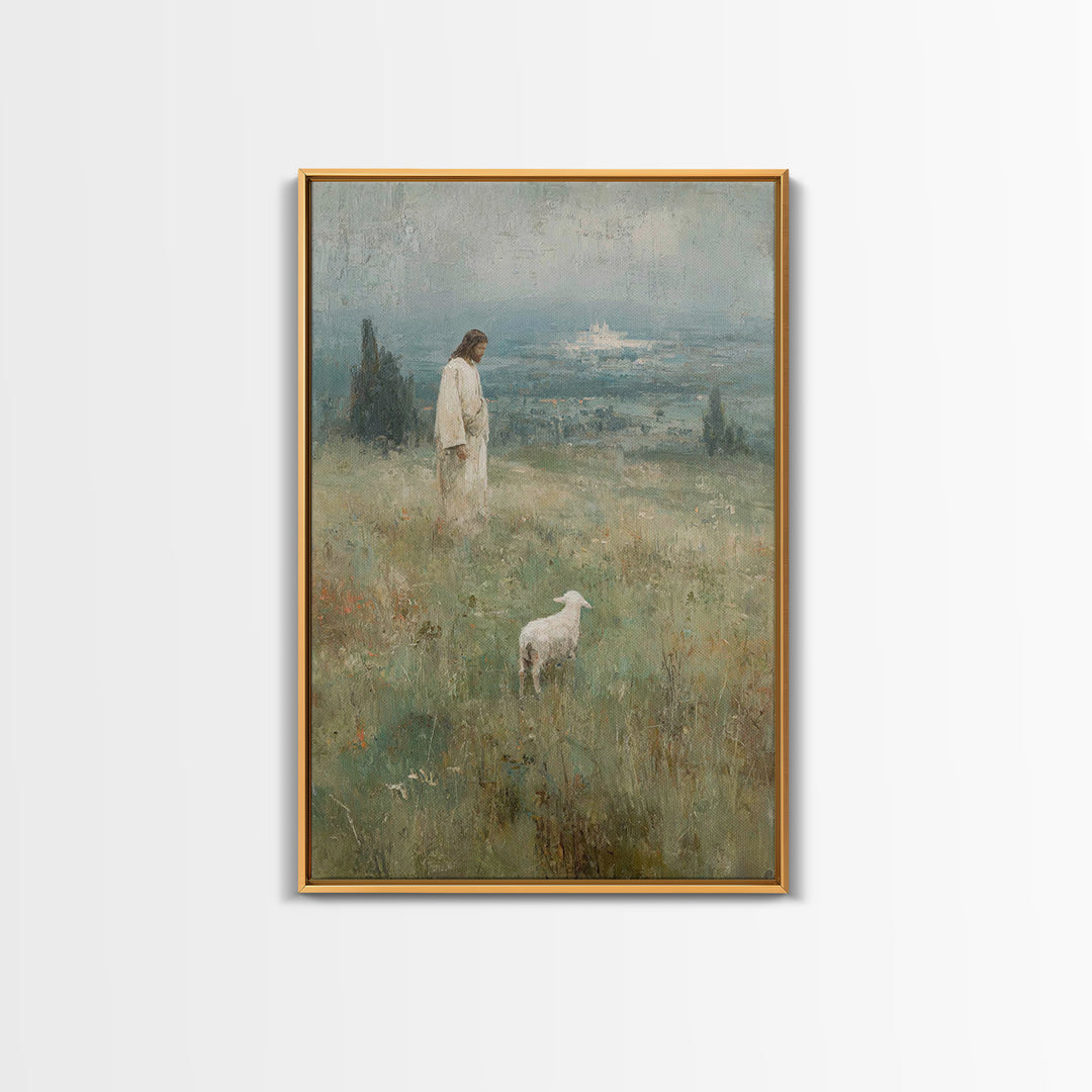 Valley of Stillness – Framed Canvas Print – Christian Wall Art – Christian Art Print – Jesus Painting – Vintage Christian Art