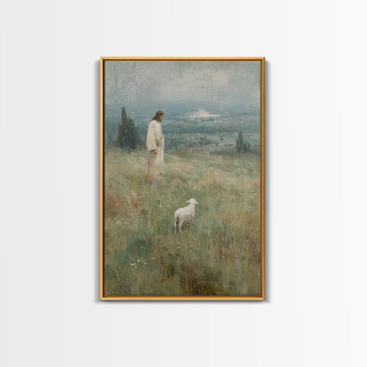 Valley of Stillness – Framed Canvas Print – Christian Wall Art – Christian Art Print – Jesus Painting – Vintage Christian Art