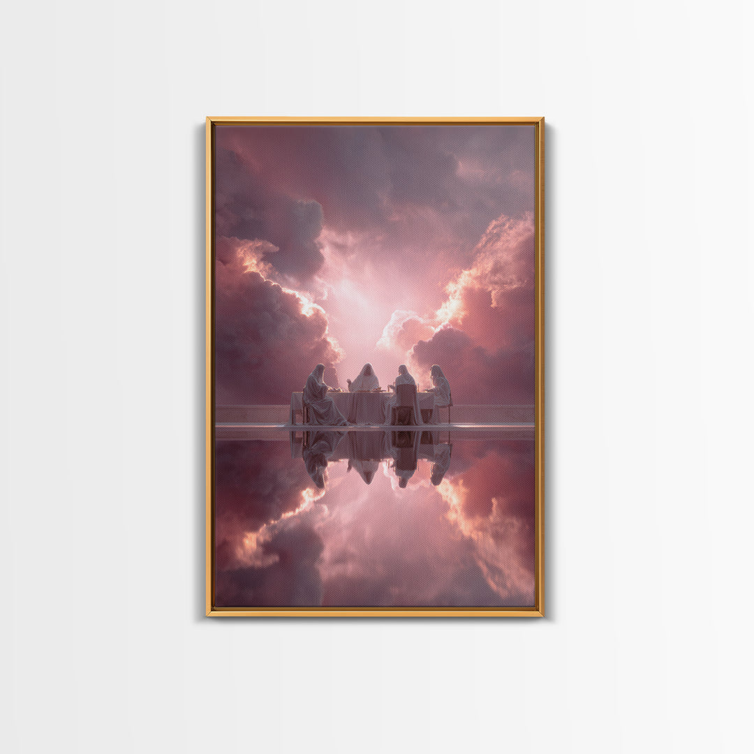 Heavenly Supper – Framed Canvas Print – Christian Wall Art – Christian Art Canvas – Christian Christmas Art – Unique Christian Art