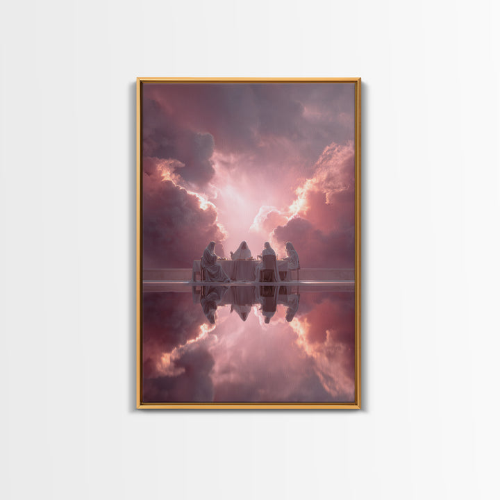 Heavenly Supper – Framed Canvas Print – Christian Wall Art – Christian Art Canvas – Christian Christmas Art – Unique Christian Art