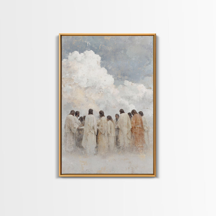 Sacred Gathering – Framed Canvas Print – Jesus Painting – Christian Art Canvas – Christian Wall Art – Modern Christian Art – Christmas Art
