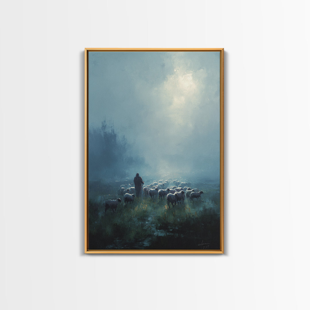 Dawn Shepherd | Framed Canvas Print | Moody Christian Art | Christian Wall Art | Christian Art Canvas | Jesus Painting | Large Christian Pa