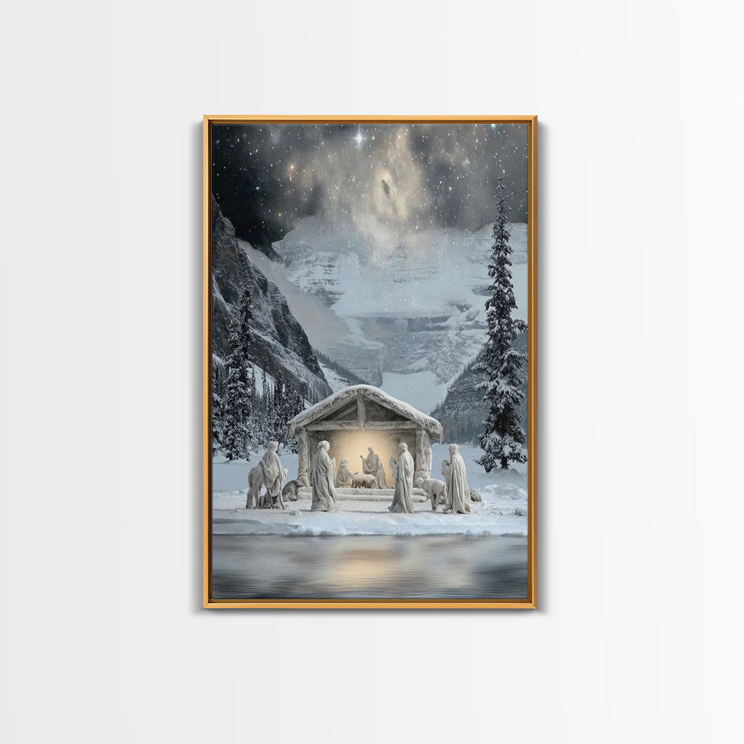 Shepherds In Stillness – Framed Canvas Print – Christian Christmas Art – Christian Art Canvas – Christian Art – Jesus Painting – Christian