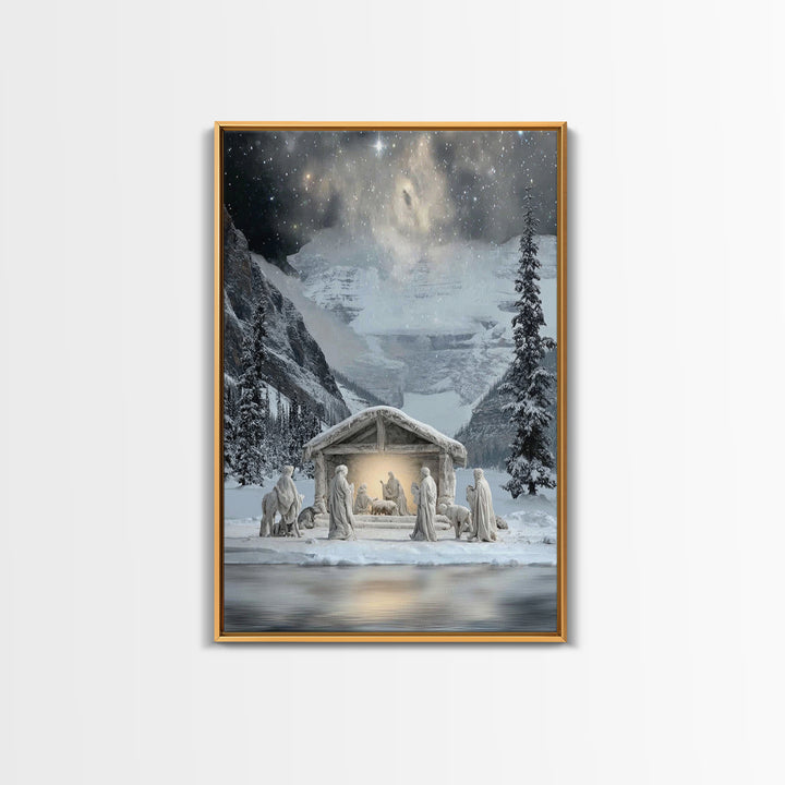 Shepherds In Stillness – Framed Canvas Print – Christian Christmas Art – Christian Art Canvas – Christian Art – Jesus Painting – Christian