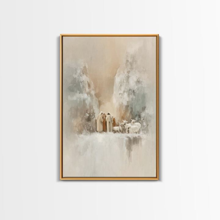 Peaceful Christmas Dawn – Framed Canvas Print – Jesus Painting – Christian Art Canvas – Christian Christmas Art – Christian Art – Christian