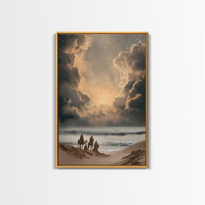 Desert Star Journey – Framed Canvas Print – Christian Wall Art – Christian Art Canvas – Christian Christmas Art – Jesus Painting – Christia