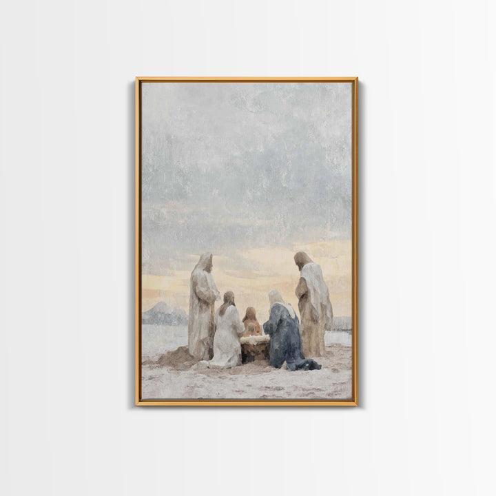 Dawn Of Adoration – Framed Canvas Print – Christian Art Canvas – Christian Art – Jesus Painting – Christian Christmas Art – Christian Wall
