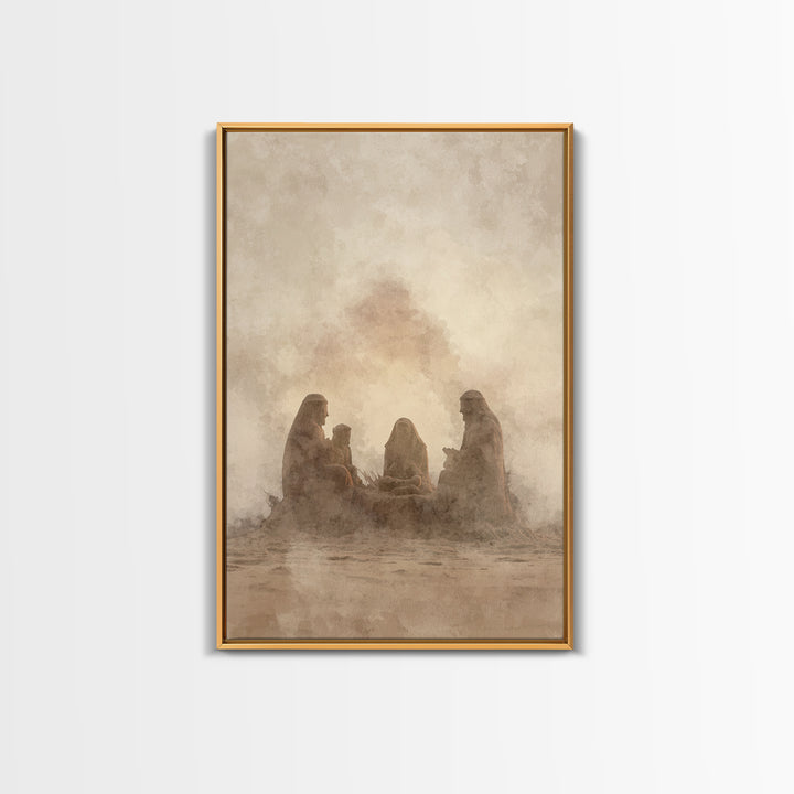 Sacred Sand Gathering – Framed Canvas Print – Christian Art – Christian Christmas Art – Christian Wall Art – Christian Art Canvas – Jesus P