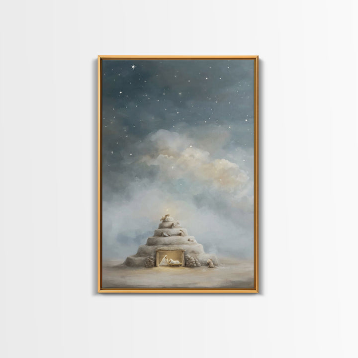 Heaven’s Quiet Watch – Framed Canvas Print – Christian Art Canvas – Christian Wall Art – Jesus Painting – Christian Christmas Art – Christi