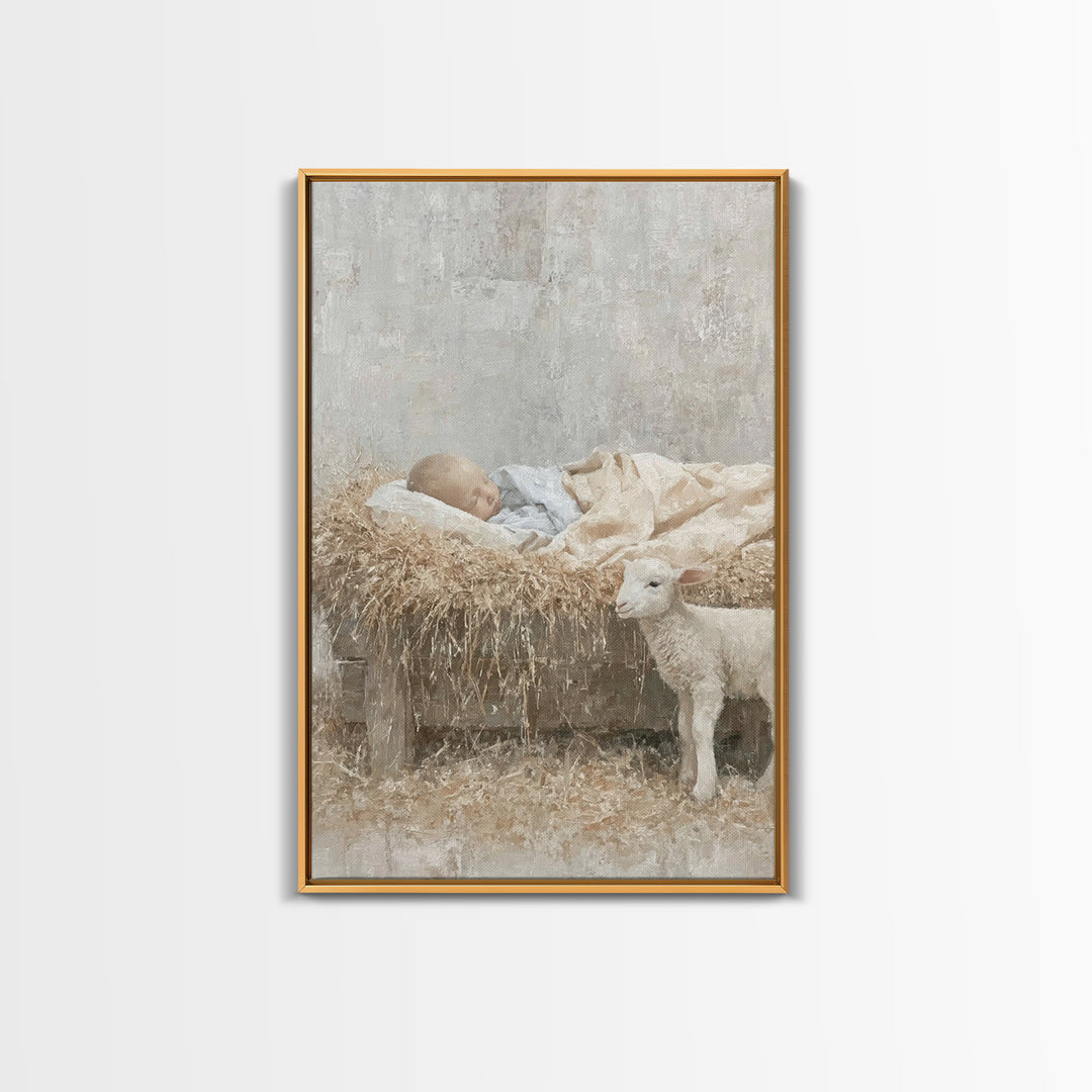 Warm Shepherd Glow – Framed Canvas Print – Christian Art – Christmas Art Framed – Jesus Painting Canvas – Christian Gift Ideas – Christian