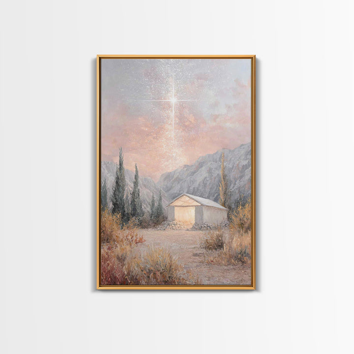 Blessed Shelter Star – Framed Canvas Print – Christian Art – Christmas Wall Art – Jesus Painting Canvas – Christian Christmas Art – Modern