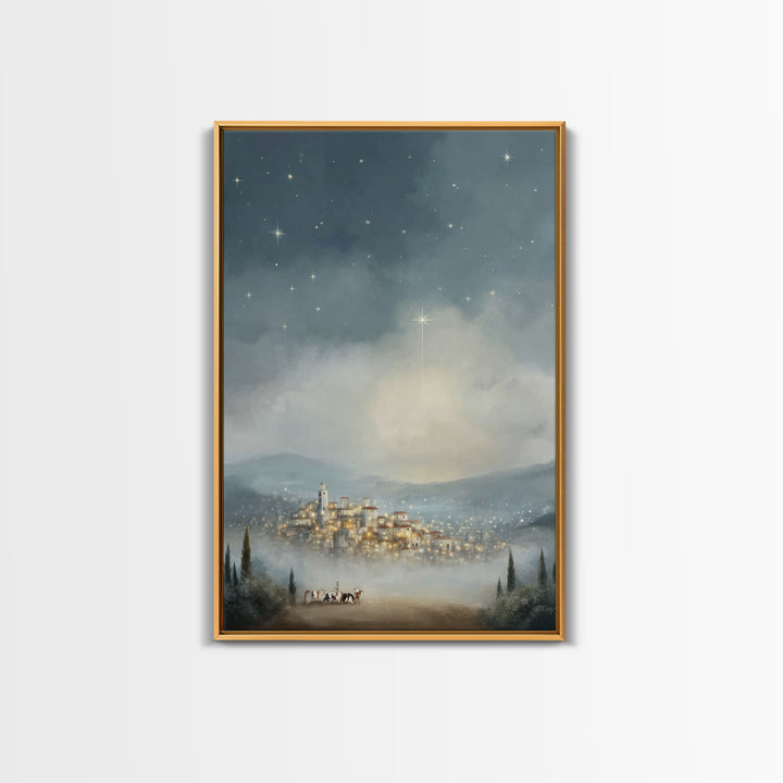 Bethlehem Star – Framed Canvas Print – Christmas Wall Art – Christian Christmas Art – Christian Art Canvas – Vintage Christmas Art