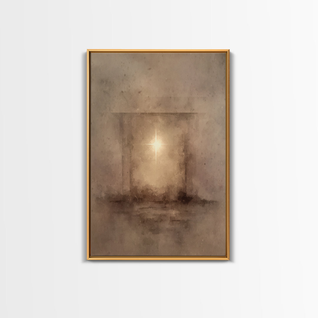 Heavenly Birth Glow – Framed Canvas Print – Christian Art Canvas – Christmas Art Framed – Christian Wall Art – Jesus Christmas Art – Christ