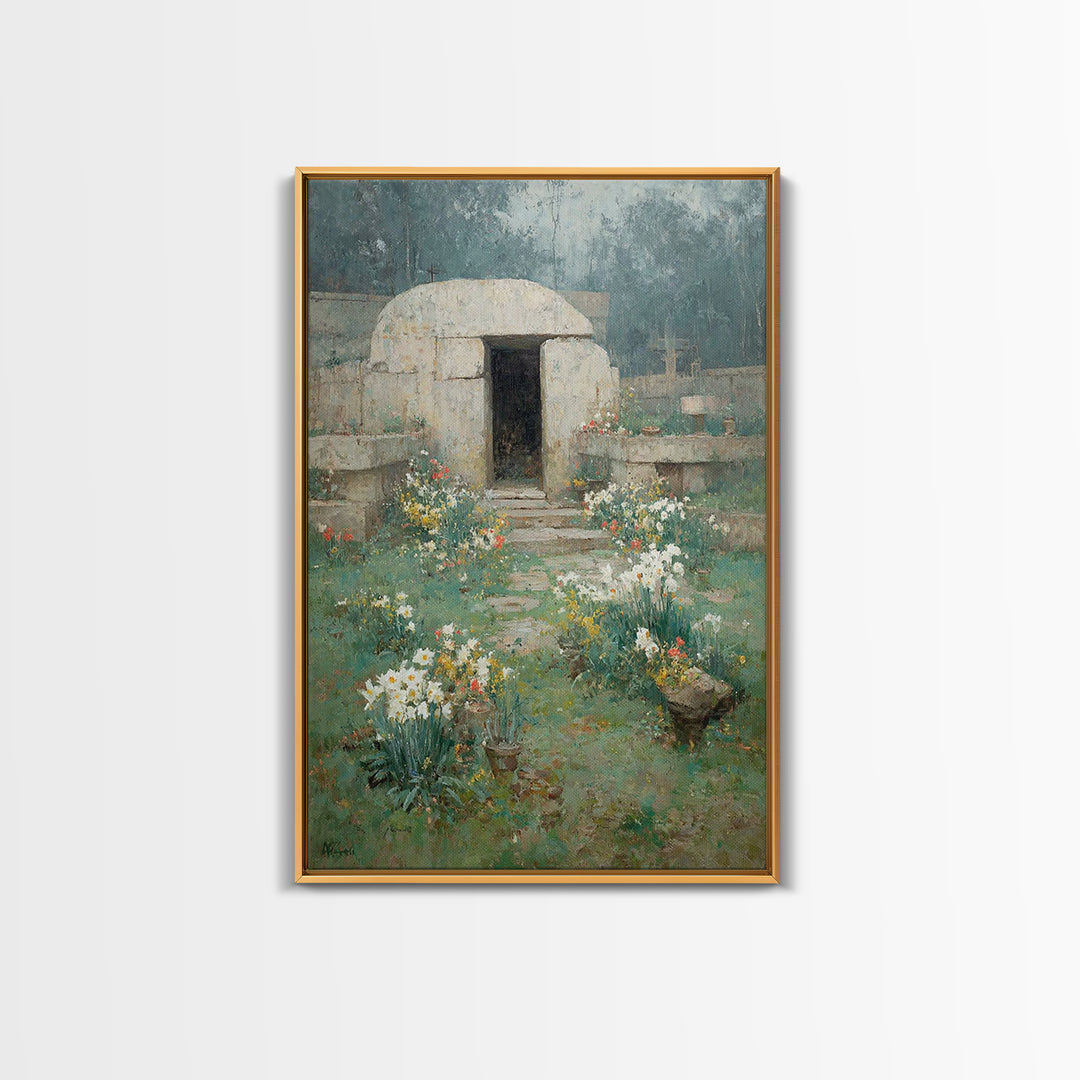 Sanctuary Bloom, Framed Canvas Print, Christian Art Painting, Christian Wall Art, Jesus Canvas Art, Vintage Christian Art