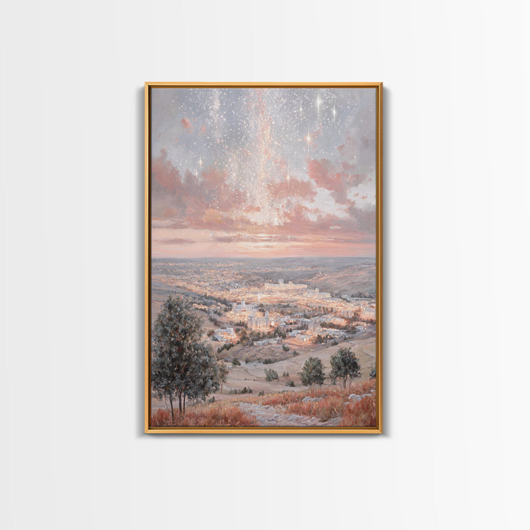 Starry Promise – Framed Canvas Print – Christian Christmas Decor – Christian Art Canvas – Moody Christmas Art – Christian Wall Art
