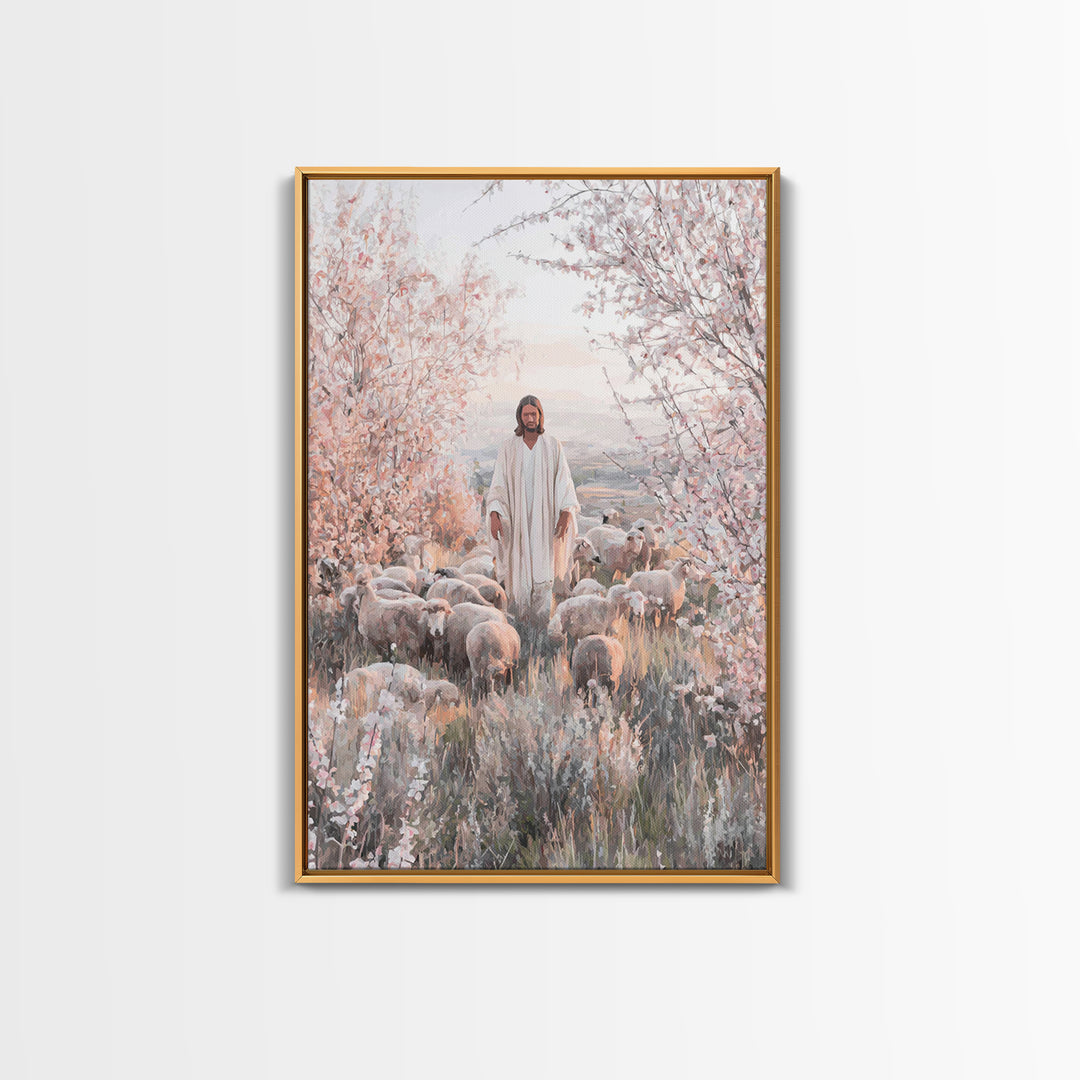 Gentle Shepherd – Framed Canvas Print – Christian Wall Art – Jesus Painting – Christian Art Canvas – Christian Home Decor