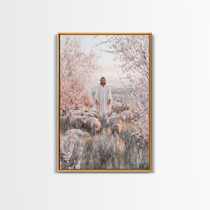 Gentle Shepherd – Framed Canvas Print – Christian Wall Art – Jesus Painting – Christian Art Canvas – Christian Home Decor