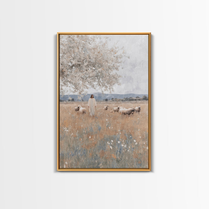 Fields Of Grace, Framed Canvas Print, Christian Wall Art, Jesus Painting, Christian Art Canvas, Subtle Christian Art