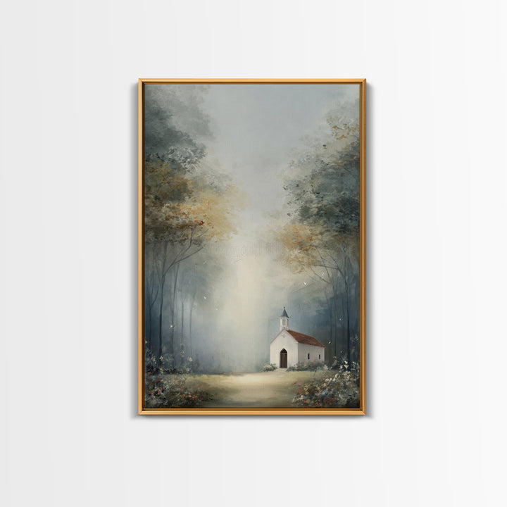 Blossoming Chapel | Framed Canvas Print | Christian Art Canvas | Christian Wall Art | Christian Decor | Modern Christian Art