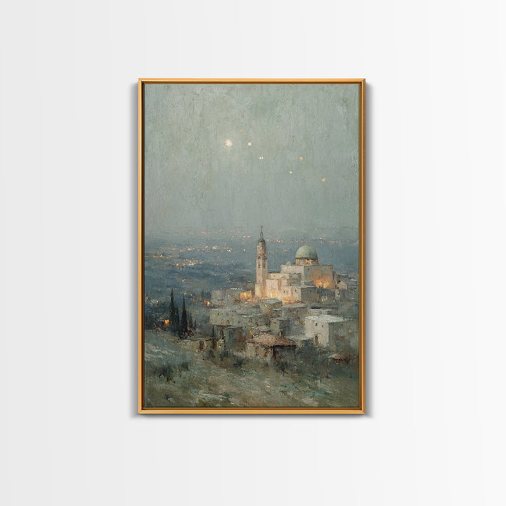 Radiant Bethlehem – Framed Canvas Print – Christian Art Print – Framed Christmas Art – Christian Wall Art – Christmas TV Art