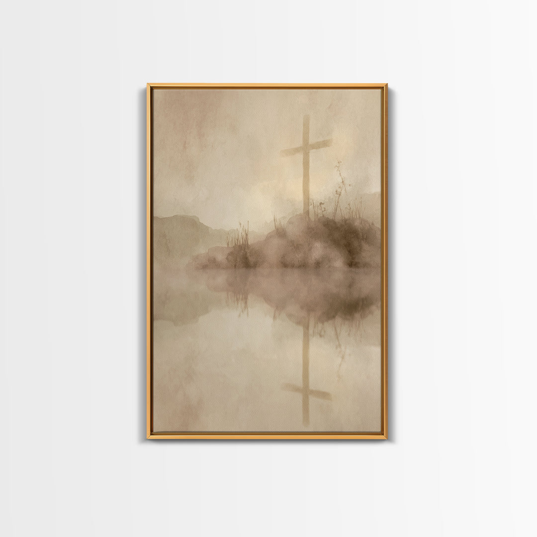 Sacred Hill Cross – Framed Canvas Print – Christian Wall Art – Christian Art Canvas – Vintage Christian Art – Christian Gift – Christian De
