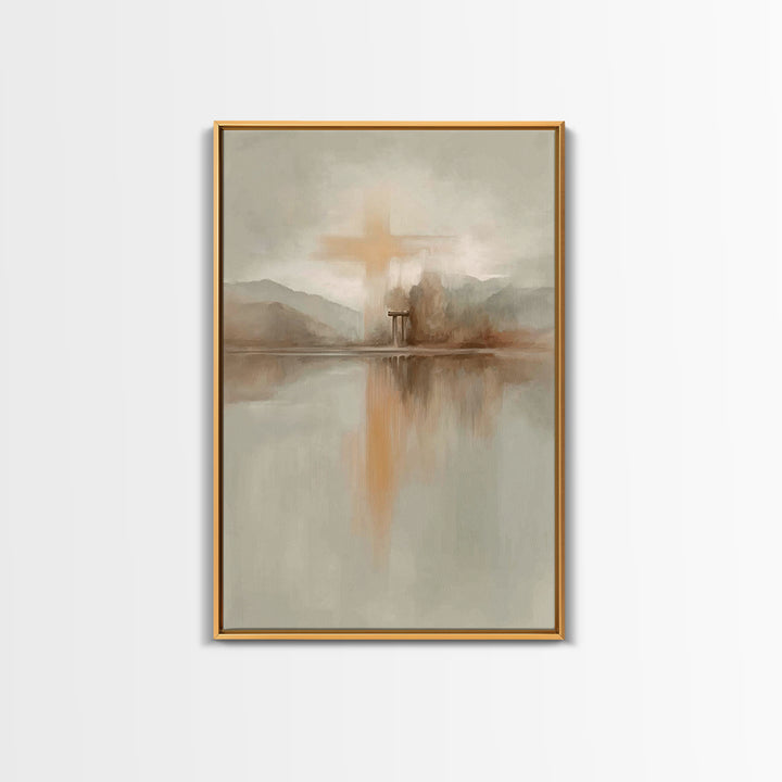 Radiant Hill Cross – Framed Canvas Print – Christian Wall Art – Christian Art Canvas – Minimalist Christian Art – Christian Art Print – Chr