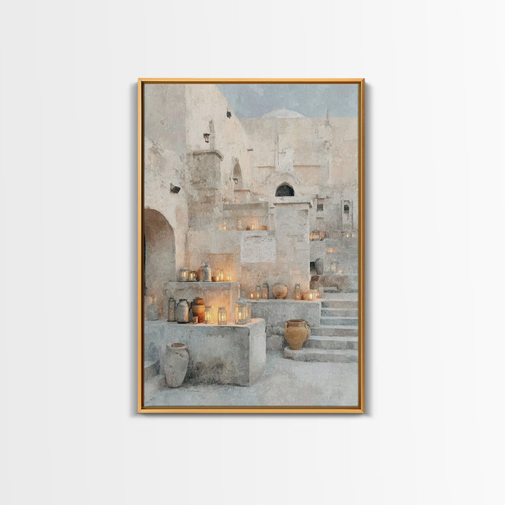 Bethlehem Lantern Court – Framed Canvas Print – Christian Christmas Art – Christmas Art Prints – Christian Wall Art – Christian Art Canvas