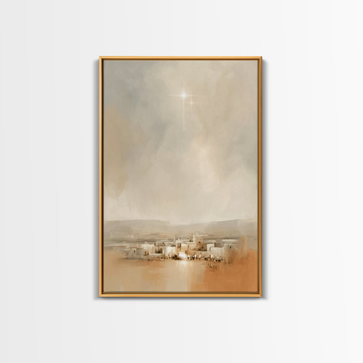 Bethlehem Glow – Framed Canvas Print – Christian Art Canvas – Christmas Wall Art – Christian Christmas Art – Minimalist Christian Art