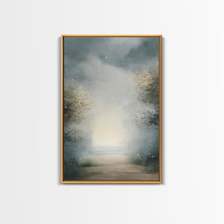 Heavenly Mist Escape, Framed Canvas Print, Christian Art Canvas, Christian Wall Art, Modern Christian Art, Subtle Christian Art, Christmas