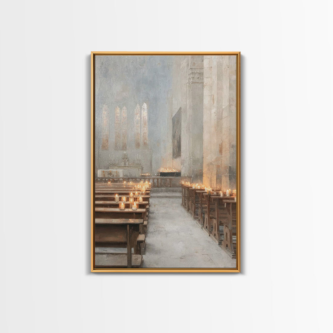 Candlelit Reverence, Framed Canvas Print, Christian Wall Art, Christian Art Work, Subtle Christian Paintings, Christian Decor For Home, Chr