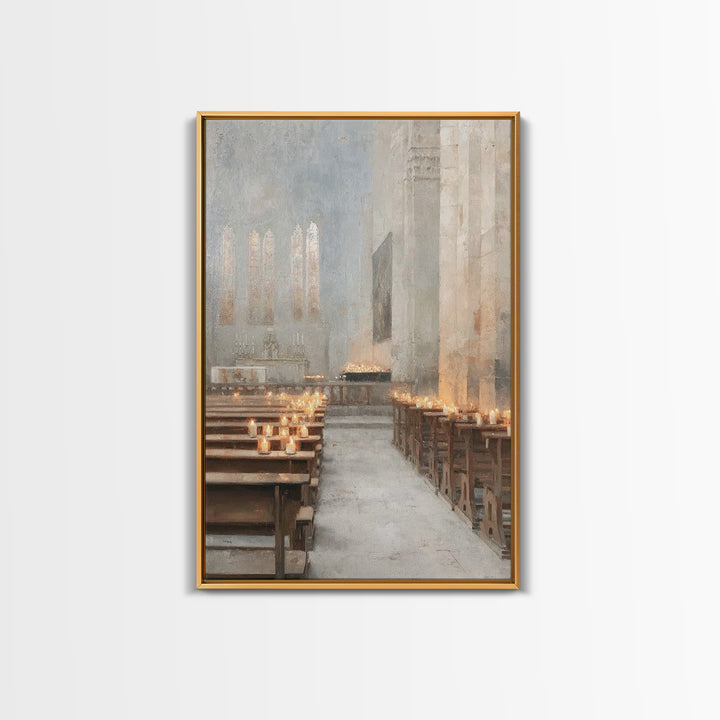 Candlelit Reverence, Framed Canvas Print, Christian Wall Art, Christian Art Work, Subtle Christian Paintings, Christian Decor For Home, Chr
