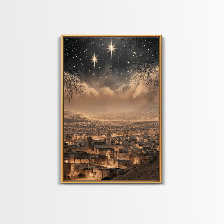 Silent Star – Framed Canvas Print – Christian Art Painting – Christmas Art Prints – Christian Wall Art – Subtle Christian Paintings
