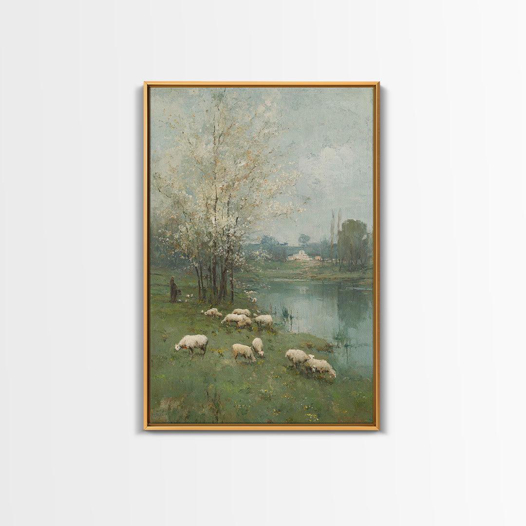 Pastoral Spring Blessing | Framed Canvas Print | Christian Wall Art | Christian Art Canvas | Pastoral Scenery | Subtle Christian Art | Chri