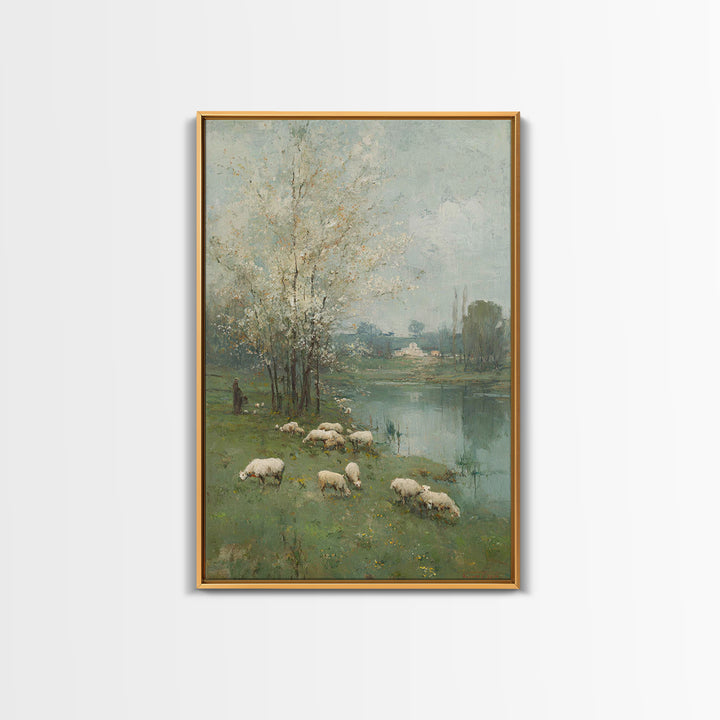 Pastoral Spring Blessing | Framed Canvas Print | Christian Wall Art | Christian Art Canvas | Pastoral Scenery | Subtle Christian Art | Chri