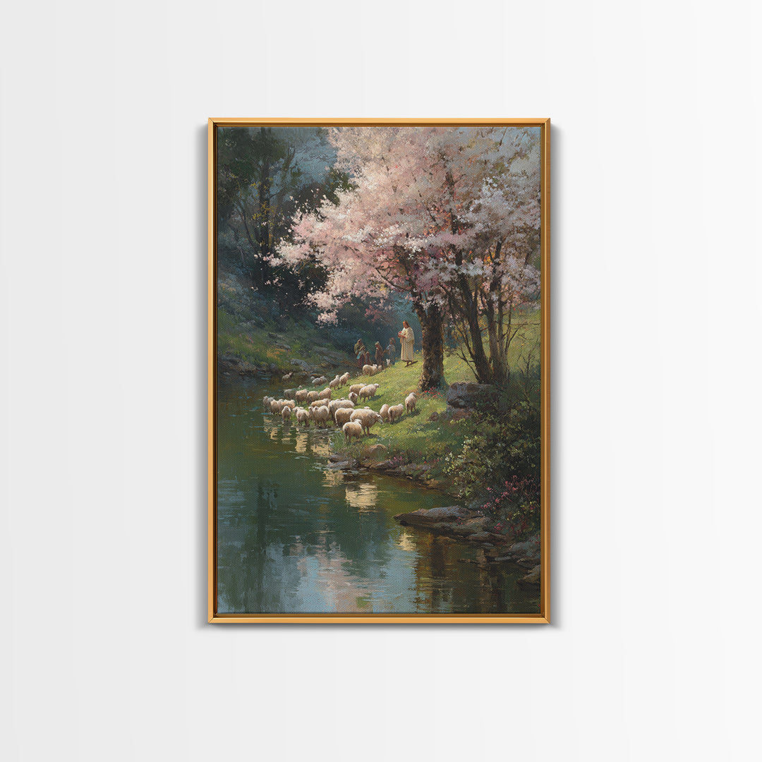 Blossoms Of Grace | Framed Canvas Print | Jesus Painting | Christian Wall Art | Christian Art Canvas | Christian Christmas Art